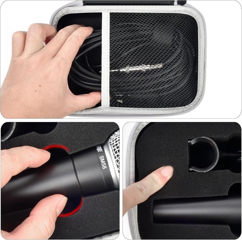 casmilee Microphone Case Compatible with Shure SM58/ SM57/ PGA48/ SM58S/ BETA 58A/ PGA58 Cardioid Dynamic Vocal Microphones, Handheld Mic Karaoke Tool Storage for A25D Stand Adapter and Cable - Box Only -Black - Image 5